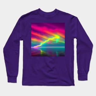 Synthwave Neon Lightning Long Sleeve T-Shirt